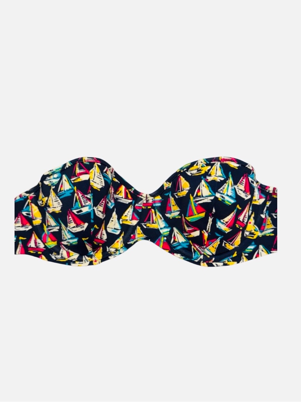 Victoria's Secret Y2K-Nautical Print Sailboats Navy Blue Bandeau Bikini Top ⭐️